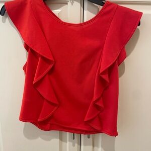 Sugarlips Vibrant Red Ruffle Blouse